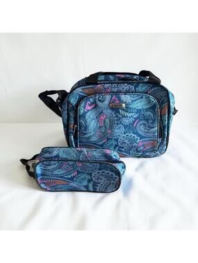 Travel Bag & Matching Pouch Set /TAG Ridgefield Blue Paisley Bag/Organizer